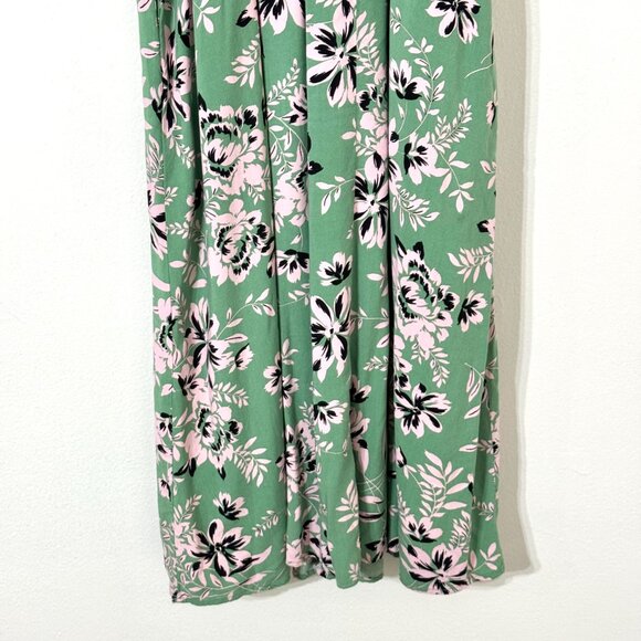 Torrid Smocked Floral Rayon Midi Dress 1X Ruffle Straps Green Cottagecore Easter - Picture 8 of 16